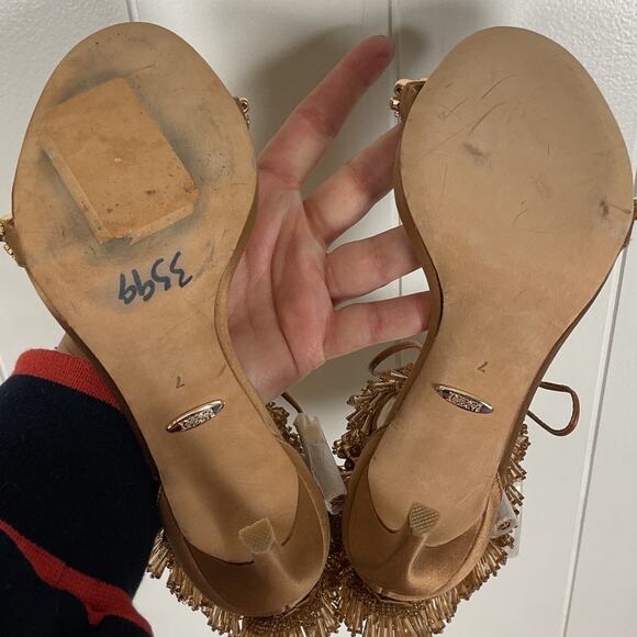 Badgley Mischka Women's Katrina Embellished Satin Ankle-Tie High Heels Size 7 - Picture 8 of 9